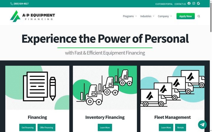 AP Equipment Financing website homepage